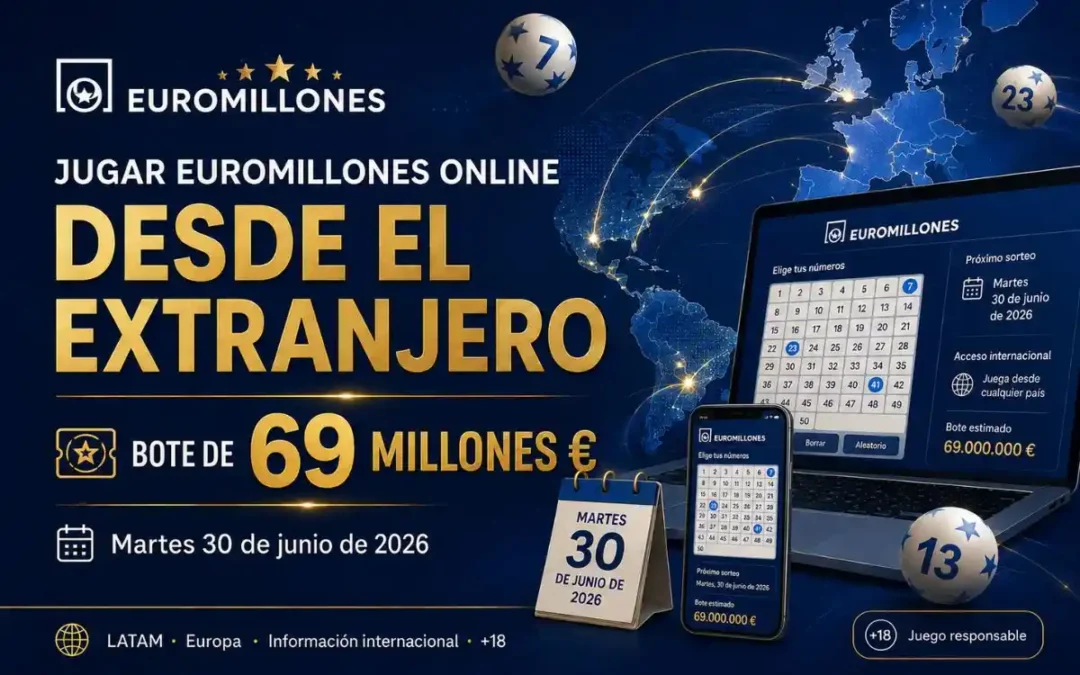 Imagen sobre jugar Euromillones online desde el extranjero con bote de 69 millones para el 30 de junio de 2026