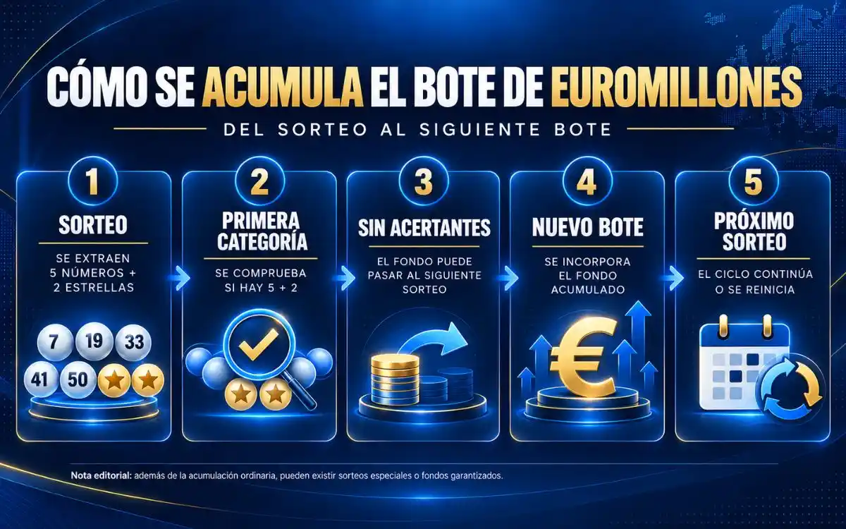 Acumulación, botes garantizados y límite máximo de Euromillones